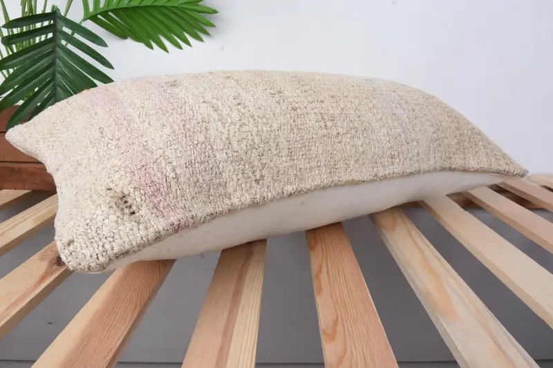 Pillow for Sofa, Ethnical Kilim Rug Pillow, 12x24 Beige Pillow Cover, Decorative Pillow Case, Pillow Cover, Gift Pillow, Natural Pillow - 6