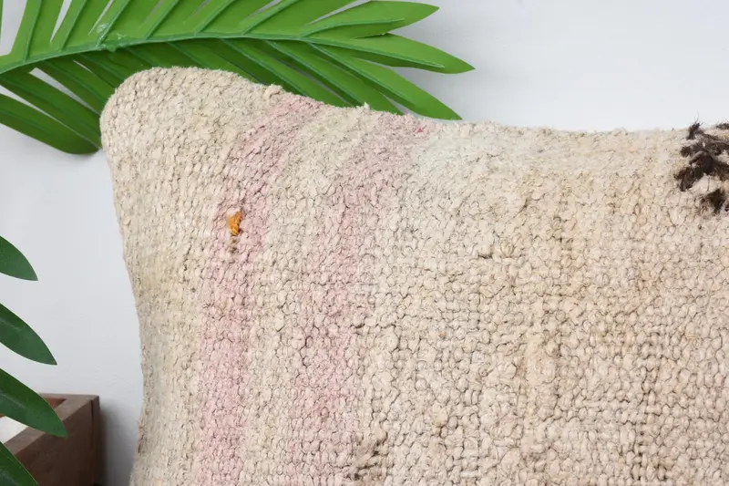 Pillow for Sofa, Ethnical Kilim Rug Pillow, 12x24 Beige Pillow Cover, Decorative Pillow Case, Pillow Cover, Gift Pillow, Natural Pillow - 2