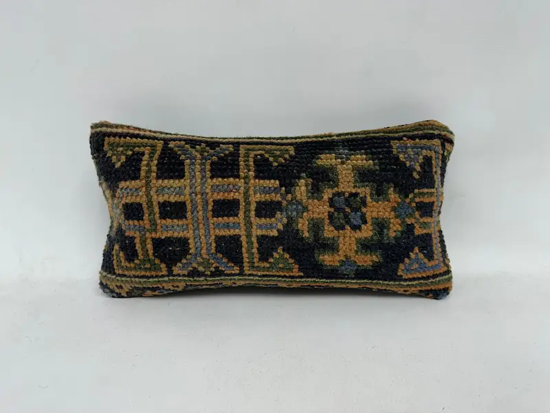 Antique Pillows, Home Decor Pillow, Bench Pillow Cover, Pillow Case, Muted Cushion Case, 8x16 Blue Pillow Case, Throw Kilim Pillow, Custom Cushion - 1