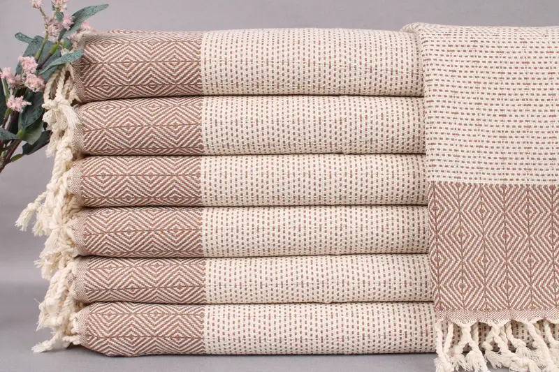 Monogram Kitchen Towel, Embroidered Hand Towel, Light Brown, 18x36 Inches