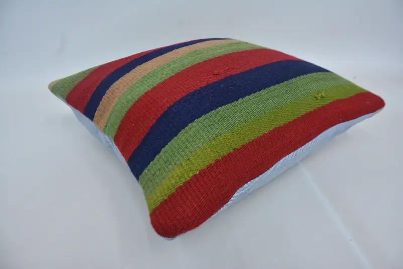 Handmade Kilim Cushion, Vintage Pillow, Pillow Sham, 16x16 Green Pillow Cover, Garden Pillow Case, Ethnical Kilim Rug Pillow - 6