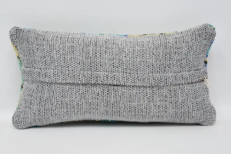 Vintage Kilim Throw Pillow, Antique Pillows, Boho Throw Cushion Case, 8x16 Blue Cushion, Cushion Case, Car Pillow Case, Boho Pillow Sham Cover - 6