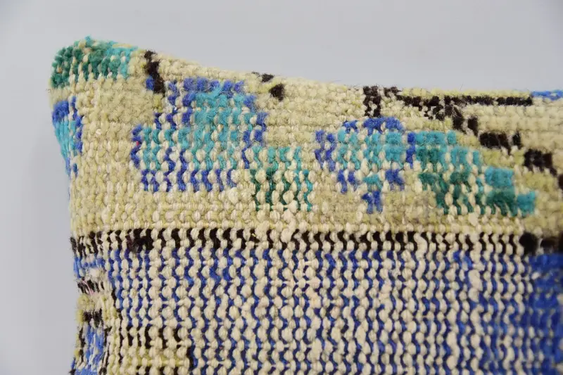 Vintage Kilim Throw Pillow, Antique Pillows, Boho Throw Cushion Case, 8x16 Blue Cushion, Cushion Case, Car Pillow Case, Boho Pillow Sham Cover - 2