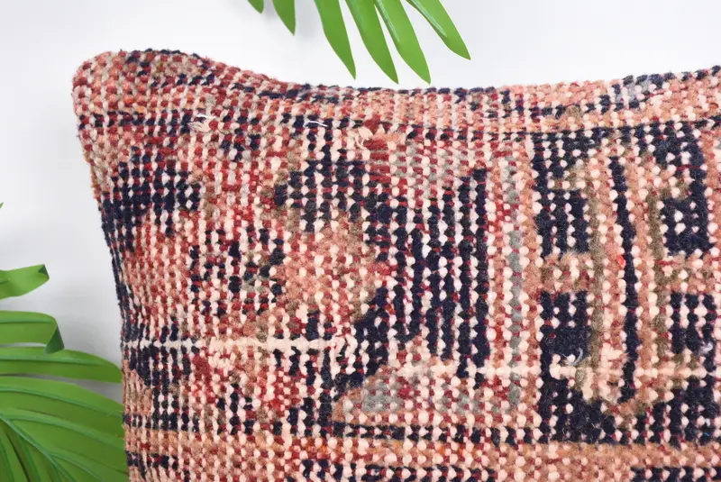 Handmade Throw Pillow, 14x14 Orange Pillow Case, Kilim Pillow, Cushion, Boho Throw Pillow Case, Kilim Cushion Sham, Vintage Kilim Pillow - 2