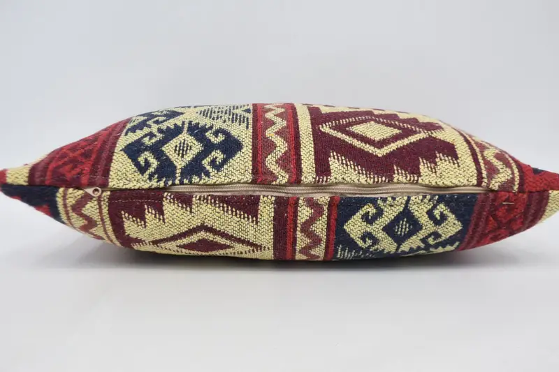 Cushion Case, Kilim Pillow, Retro Throw Cushion, 12x20 Red Pillow Case, Handmade Kilim Cushion, Vintage Throw Pillow Case, Pillow for Couch - 6