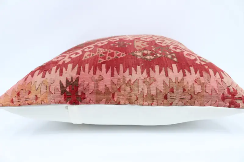 Kilim Pillow, Anatolian Pillow, Cushion Cover, 28x28 Red Pillow Case, Turkish Kilim Pillow, Vintage Kilim Throw Pillow, Pastel Pillow Cover - 5