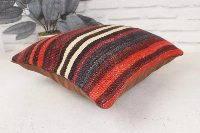 Pillow for Sofa, Sofa Bolster Cushion, 16x16 Red Pillow Sham, Yoga Cushion Case, Home Decor Pillow, Cushion Case, Kilim Pillow - 6