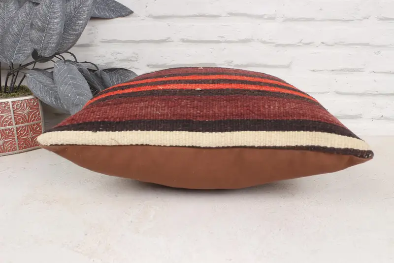 Pillow for Sofa, Sofa Bolster Cushion, 16x16 Red Pillow Sham, Yoga Cushion Case, Home Decor Pillow, Cushion Case, Kilim Pillow - 5
