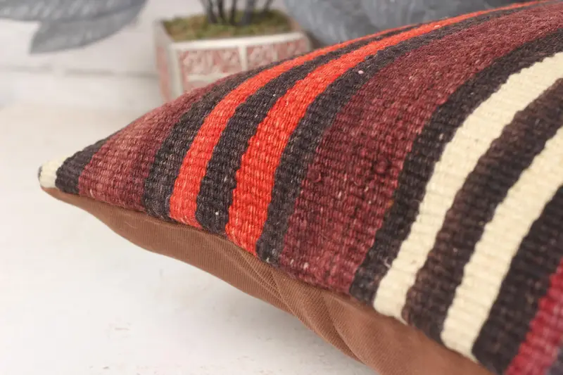 Pillow for Sofa, Sofa Bolster Cushion, 16x16 Red Pillow Sham, Yoga Cushion Case, Home Decor Pillow, Cushion Case, Kilim Pillow - 7