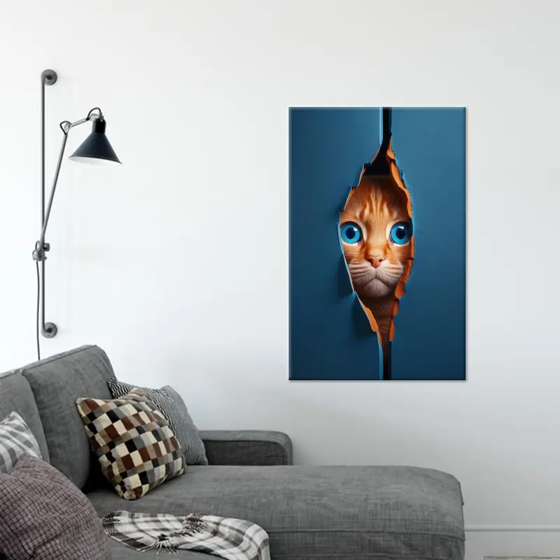 エレガントな子供部屋の装飾のためのモダンな青い目の猫のキャンバス