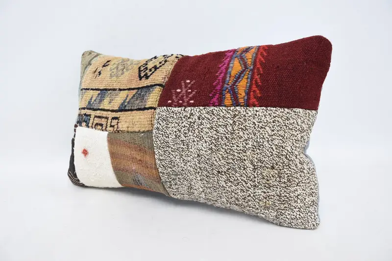 Kilim Pillow Cover, Turkish Bench Cushion Cover, Cushion Case, Outdoor Patio Pillow, Boho Pillow, 12x20 Beige Cushion Cover, Boho Pillow Sham Cover - 4