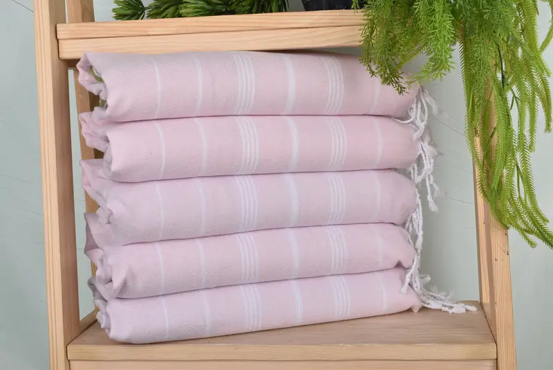 Personalized Striped Pink Cotton Tea Towel, 18x40 Inches