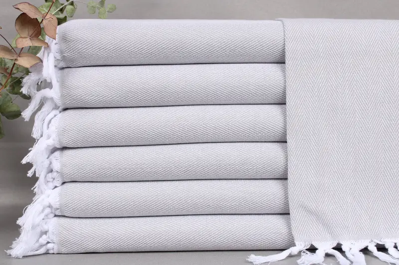 Small Towel Hand Towel Light Gray Napkin Herringbone Towel, 18x34 Inches