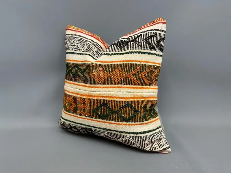 Interior Designer Pillow, 20x20 Orange Pillow, Outdoor Pillow, Knitted Cushion Case, Vintage Pillow, Throw Kilim Pillow, Pillow Sham - 3