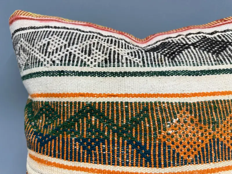 Interior Designer Pillow, 20x20 Orange Pillow, Outdoor Pillow, Knitted Cushion Case, Vintage Pillow, Throw Kilim Pillow, Pillow Sham - 5