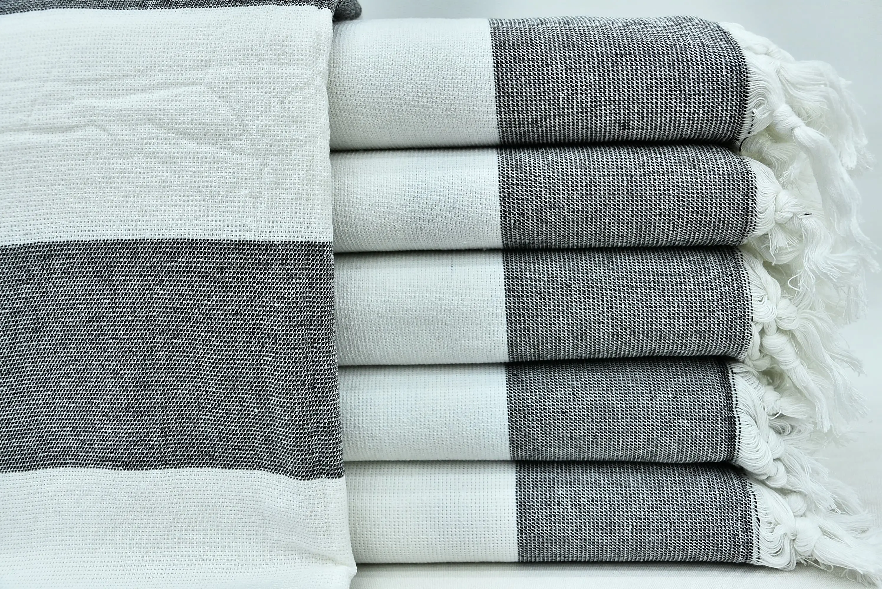 Black and White Turkish Beach Towel, 36x63 - 1