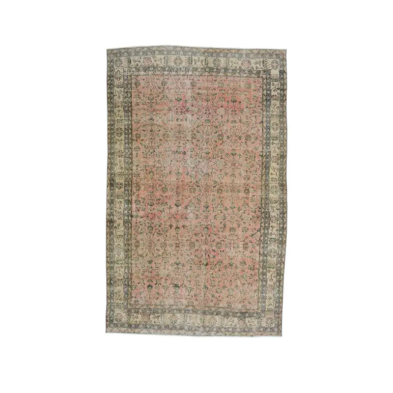 Vintage Rug, Large 6.3x10.3 ft Turkish Rug, Red Polka dot Wool Rug - 1