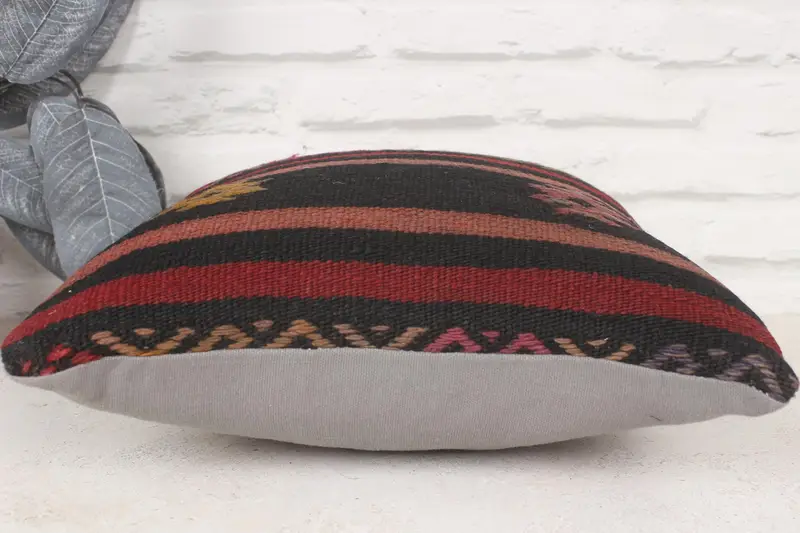 Garden Pillow Case, Handmade Kilim Cushion, Antique Pillows, Customized Pillow Cover, 14x14 Red Pillow Cover, Pillow for Couch, Cushion Cover - 5