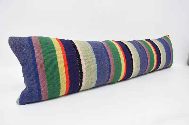 Pillow Case, Custom Pillow Cover, Authentic Pillow Case, Turkish Pillow, 12x48 Blue Pillow Sham, Kilim Pillow, Interior Designer Pillow - 3