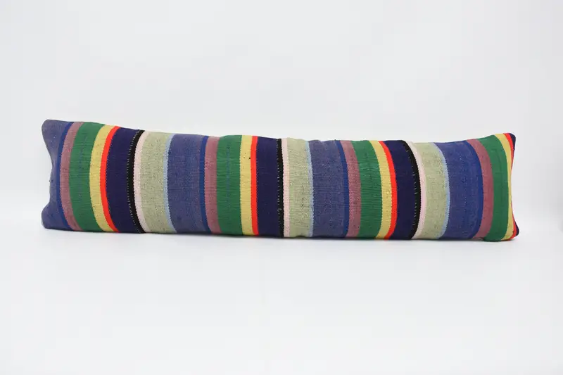 Pillow Case, Custom Pillow Cover, Authentic Pillow Case, Turkish Pillow, 12x48 Blue Pillow Sham, Kilim Pillow, Interior Designer Pillow - 1