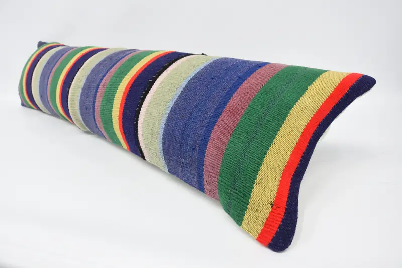 Pillow Case, Custom Pillow Cover, Authentic Pillow Case, Turkish Pillow, 12x48 Blue Pillow Sham, Kilim Pillow, Interior Designer Pillow - 5