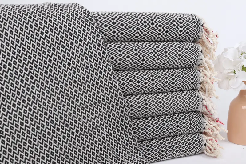 Toalla de playa personalizada de algodón turco, color negro, 40 x 71 pulgadas