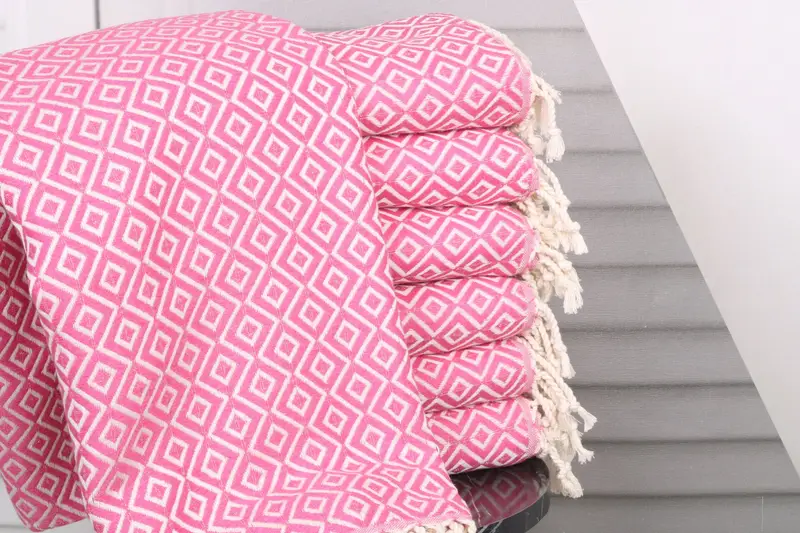 Personalize gifts Beach Towel Fuchsia Diamond 40x71 Inches