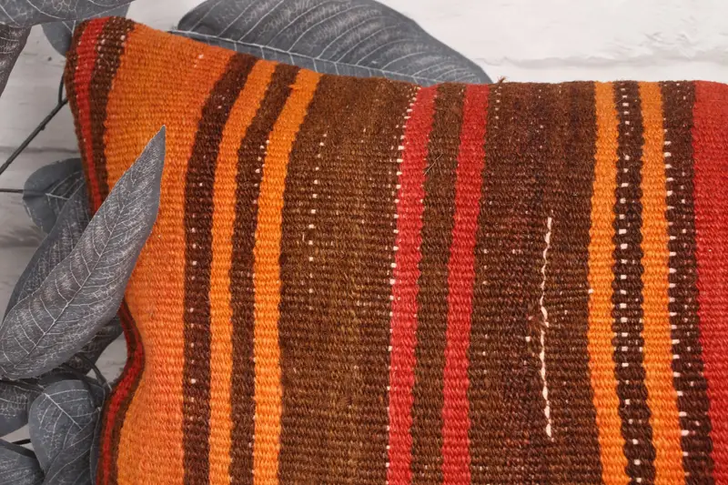 Vintage Kilim Pillow, Pillow for Couch, Ikat Pillow Cover, Throw Kilim Pillow, 16x24 Brown Cushion, Anatolian Pillow Case, Pillow Case - 2