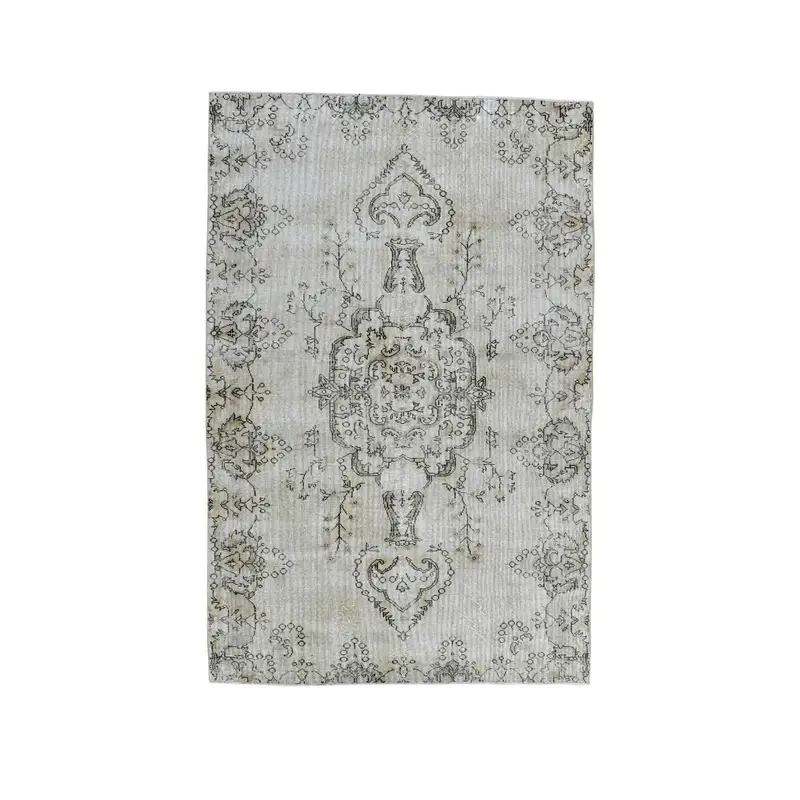 Turkish Oushak Large Rug 5.4x8.3 ft (165x252 cm), Vintage Gray Patchwork Wool Rug - 1