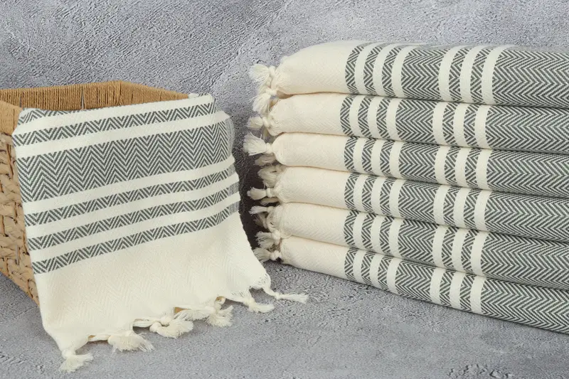 36x20 Cotton Herringbone Towel, Monogrammed Turkish Towel, Bathroom Towels, Monogram Hand Towel, Customized Towels, Monogrammed Hand Towel - 3