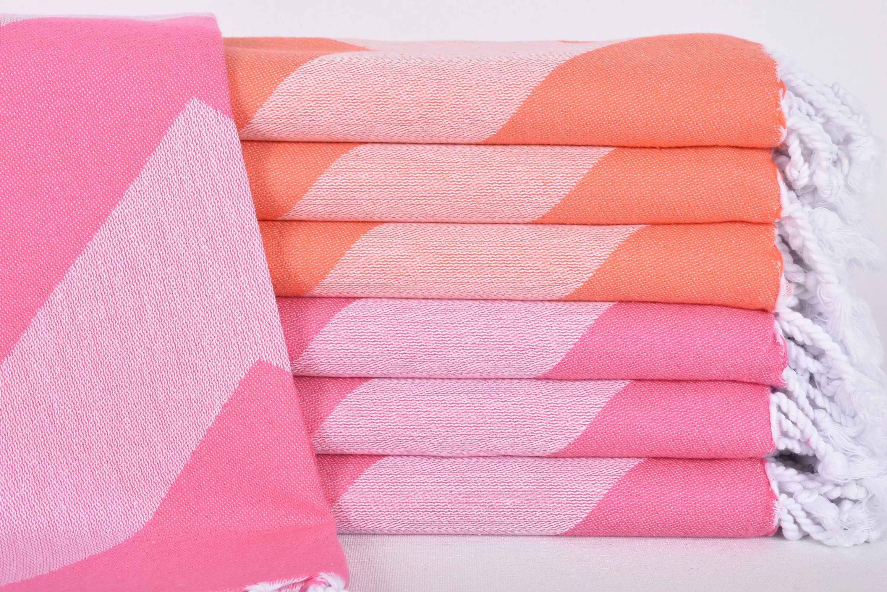 Beach Theme Monogrammed Turkish Cotton Orange Zigzag, 70x40 Inches - 1