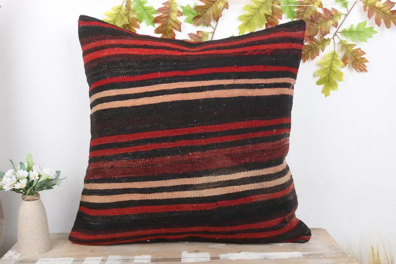 24x24 Red Cushion Cover, Pillow Sham, Vintage Pillow, Turkish Pillow, Sofa Pillow Sham, Gift Pillow, Vintage Kilim Pillow Cushion Cover - 2