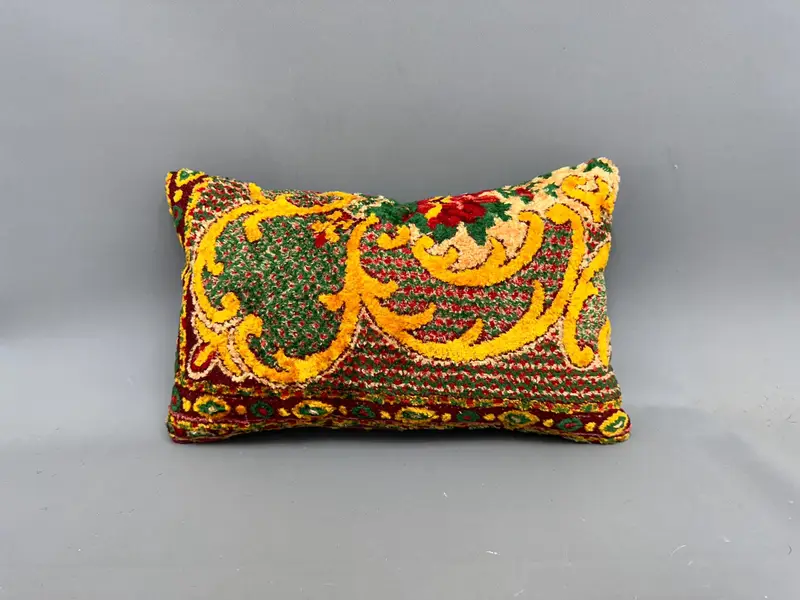 Southwestern Cushion, Crochet Pattern Pillow Cover, 12x20 Yellow Cushion, Antique Pillows, Home Decor Pillow, Pillow Sham, Turkish Pillow - 4