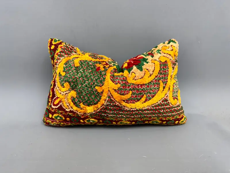 Southwestern Cushion, Crochet Pattern Pillow Cover, 12x20 Yellow Cushion, Antique Pillows, Home Decor Pillow, Pillow Sham, Turkish Pillow - 1