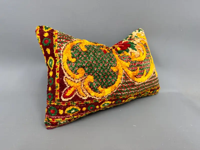 Southwestern Cushion, Crochet Pattern Pillow Cover, 12x20 Yellow Cushion, Antique Pillows, Home Decor Pillow, Pillow Sham, Turkish Pillow - 2