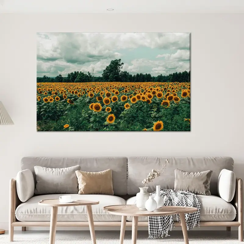 Lienzo impreso con paisaje de campo de girasol moderno, decoración de cocina de moda