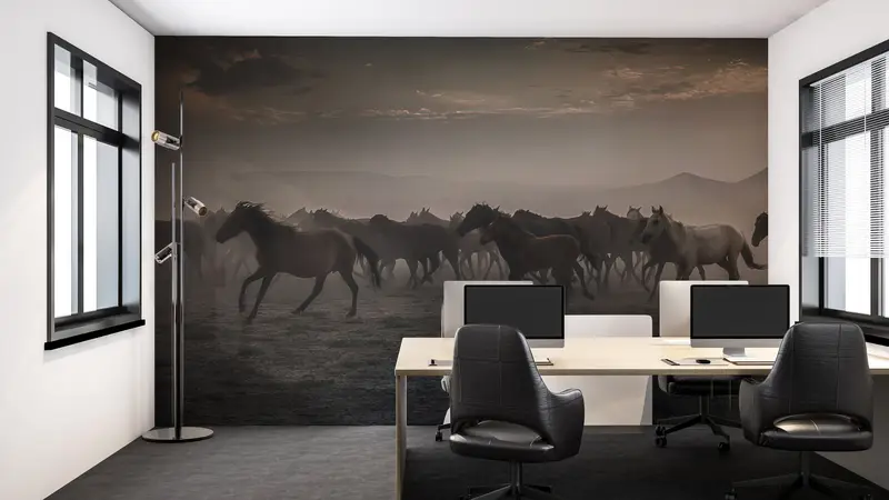 Wall Paper Peel and Stick, Paper Wall Art, Wild Horses, Bright Wall Paper, Gift For Horse Lover Wall Decor, Horse Lover Wallpaper, - 7