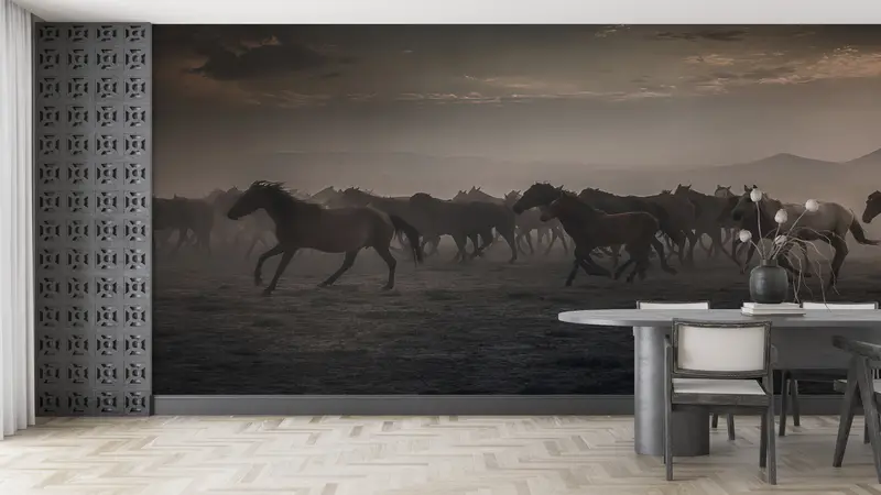 Wall Paper Peel and Stick, Paper Wall Art, Wild Horses, Bright Wall Paper, Gift For Horse Lover Wall Decor, Horse Lover Wallpaper, - 6
