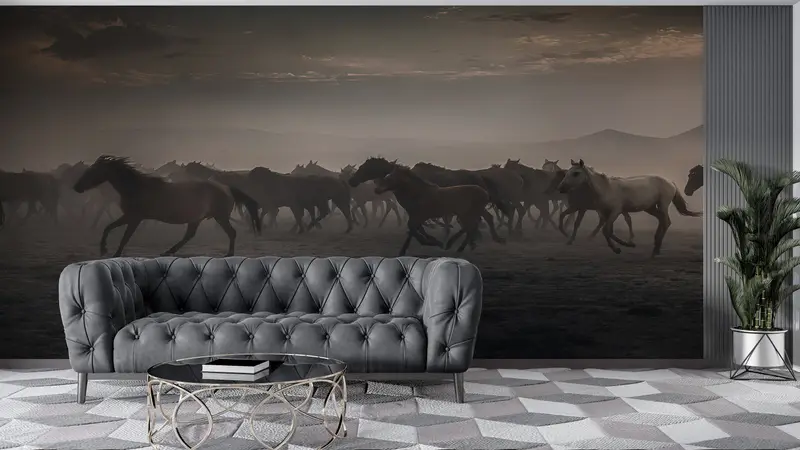 Wall Paper Peel and Stick, Paper Wall Art, Wild Horses, Bright Wall Paper, Gift For Horse Lover Wall Decor, Horse Lover Wallpaper, - 8