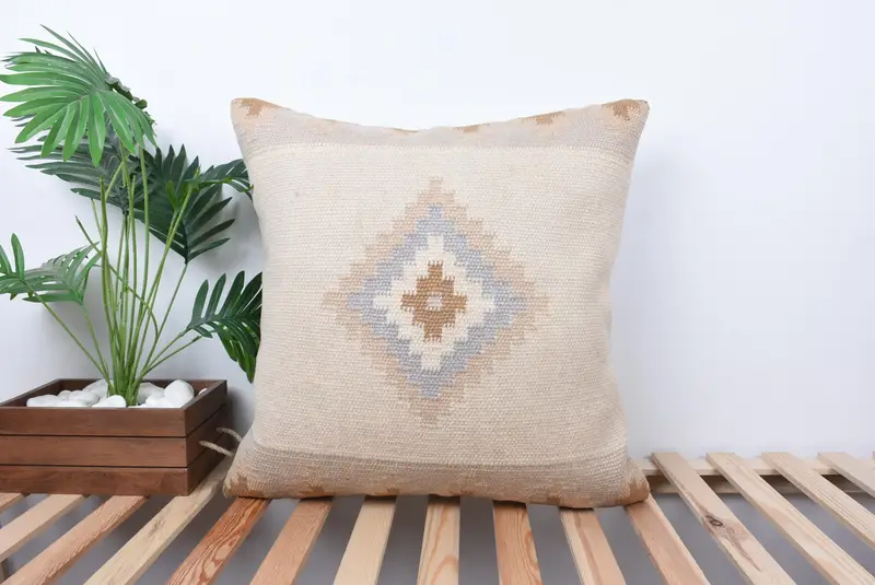 Gift Pillow, 24x24 White Pillow Cover, Handmade Throw Pillow Cover, Pillow Cover, Vintage Kilim Throw Pillow, Floor Cushion Case, Pillow for Sofa - 1