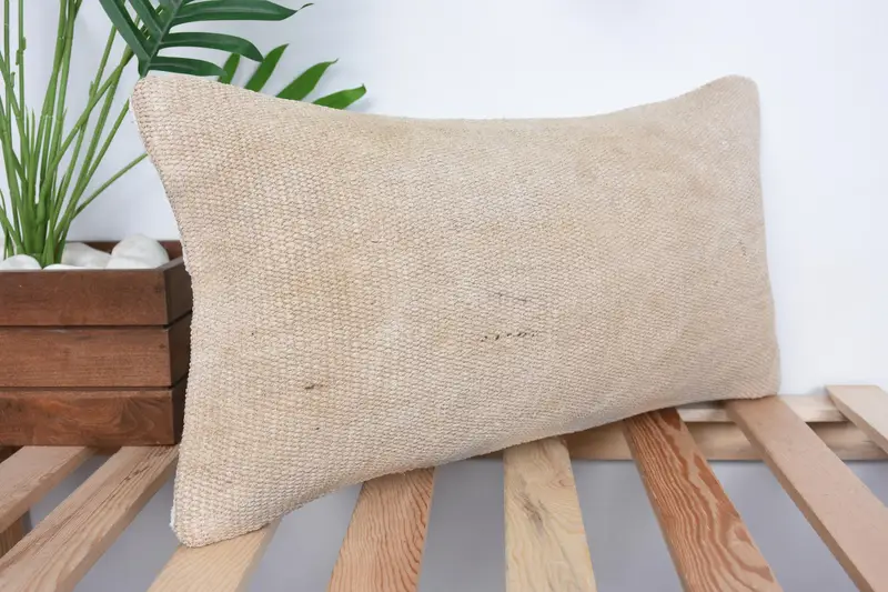 10x20 Beige Pillow Sham, Interior Designer Pillow, Pillow Sham, Chair Pillow Case, Turkish Kilim Pillow, Boho Pillow - 4