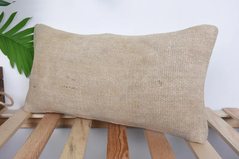 10x20 Beige Pillow Sham, Interior Designer Pillow, Pillow Sham, Chair Pillow Case, Turkish Kilim Pillow, Boho Pillow - 5