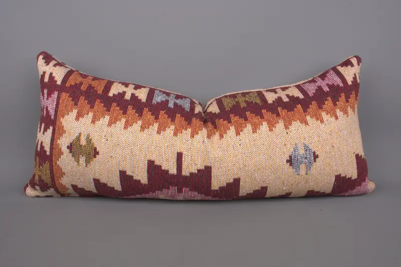 Turkish Rugs Pillow Cover, Luxury Cushion Case, Cushion, Handmade Kilim Cushion, 16x36 Beige Pillow Case, Vintage Pillow, Boho Pillow - 1
