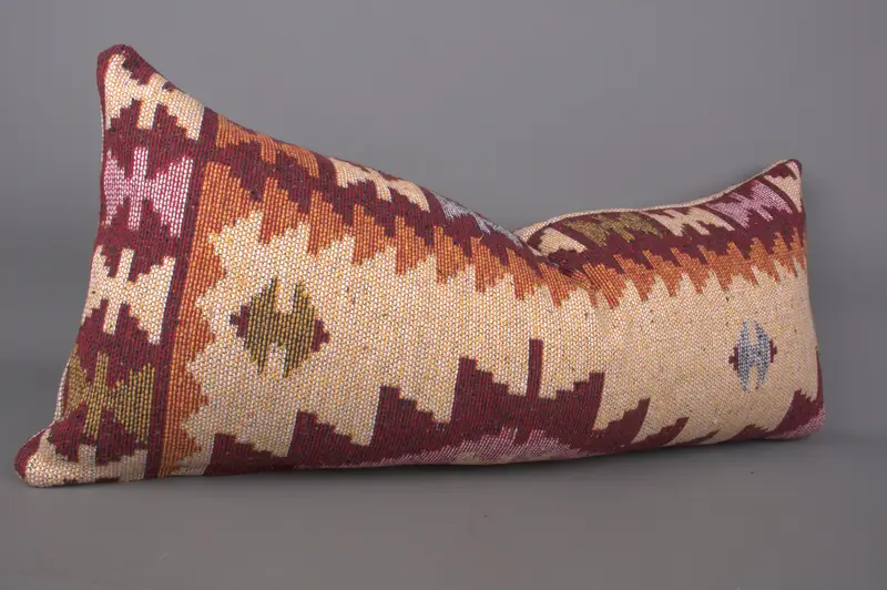 Turkish Rugs Pillow Cover, Luxury Cushion Case, Cushion, Handmade Kilim Cushion, 16x36 Beige Pillow Case, Vintage Pillow, Boho Pillow - 2