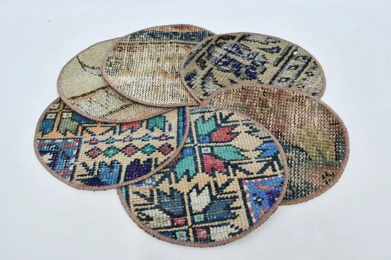 ボヘミアン サークル プレースマット、コットン & ウール、オレンジ & ブロンズ