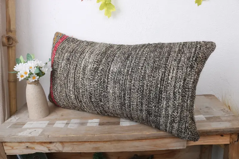 Tribal Cushion Cover, Vintage Kilim Pillow, Luxury Pillow, Pillow for Sofa, Pillow Cover, Interior Designer Pillow, 12x24 Brown Cushion - 4