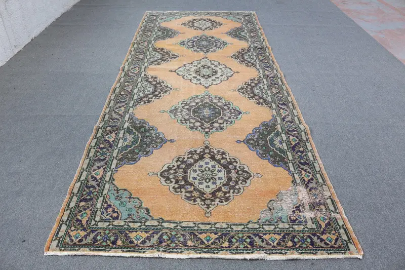 5x12.5 ft Orange Moroccan Rug, Vibrant Decor Accent