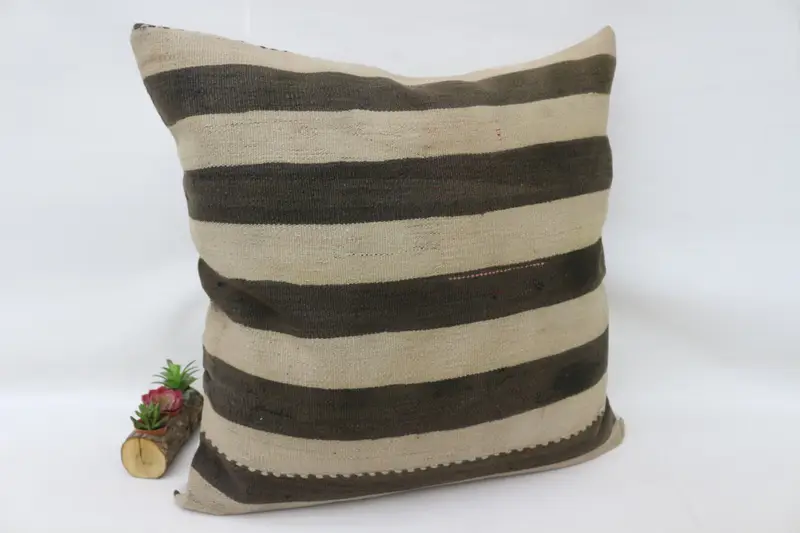 Aesthetic Pillow, 32x32 Beige Pillow Sham, Turkish Kilim Pillow, Pillow for Couch, Cushion Case, Boho Pillow, Rustic Cushion Cover - 3