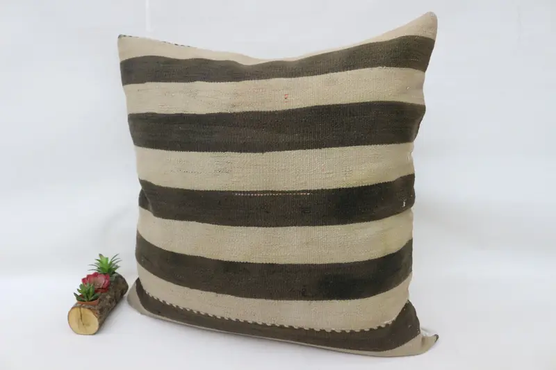 Aesthetic Pillow, 32x32 Beige Pillow Sham, Turkish Kilim Pillow, Pillow for Couch, Cushion Case, Boho Pillow, Rustic Cushion Cover - 5