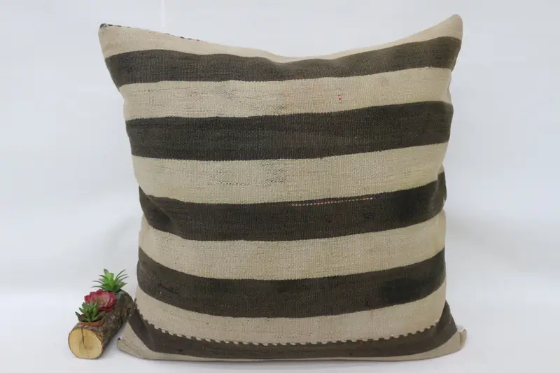 Aesthetic Pillow, 32x32 Beige Pillow Sham, Turkish Kilim Pillow, Pillow for Couch, Cushion Case, Boho Pillow, Rustic Cushion Cover - 1